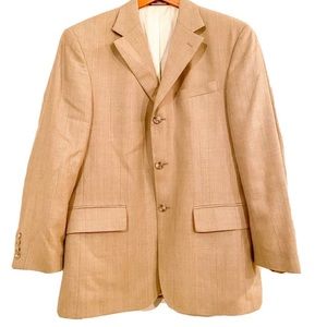 Oscar de La Renta Luxury Designer Tan Sports Coat Suit Jacket Size 40R